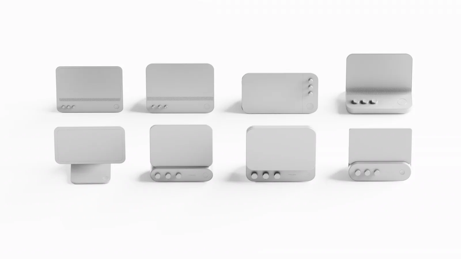 Ideation renders of an MRI amplifier enclosure in several form variations