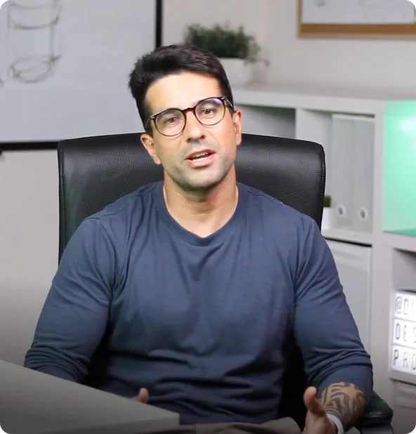 Alex Cordeiro, Dip Studio founder, speaking to camera in the studio