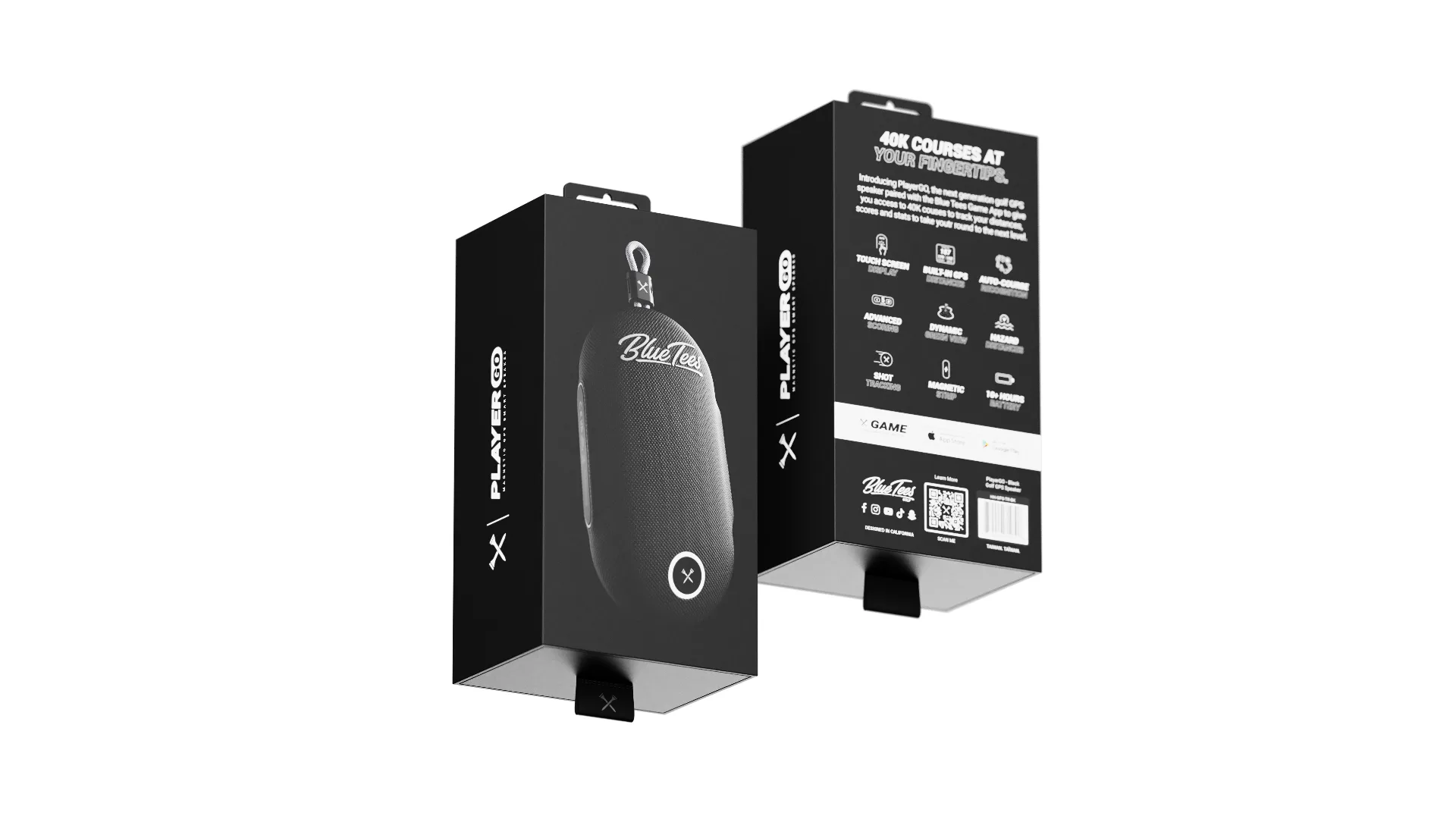 PlayerGo retail packaging with the speaker in front