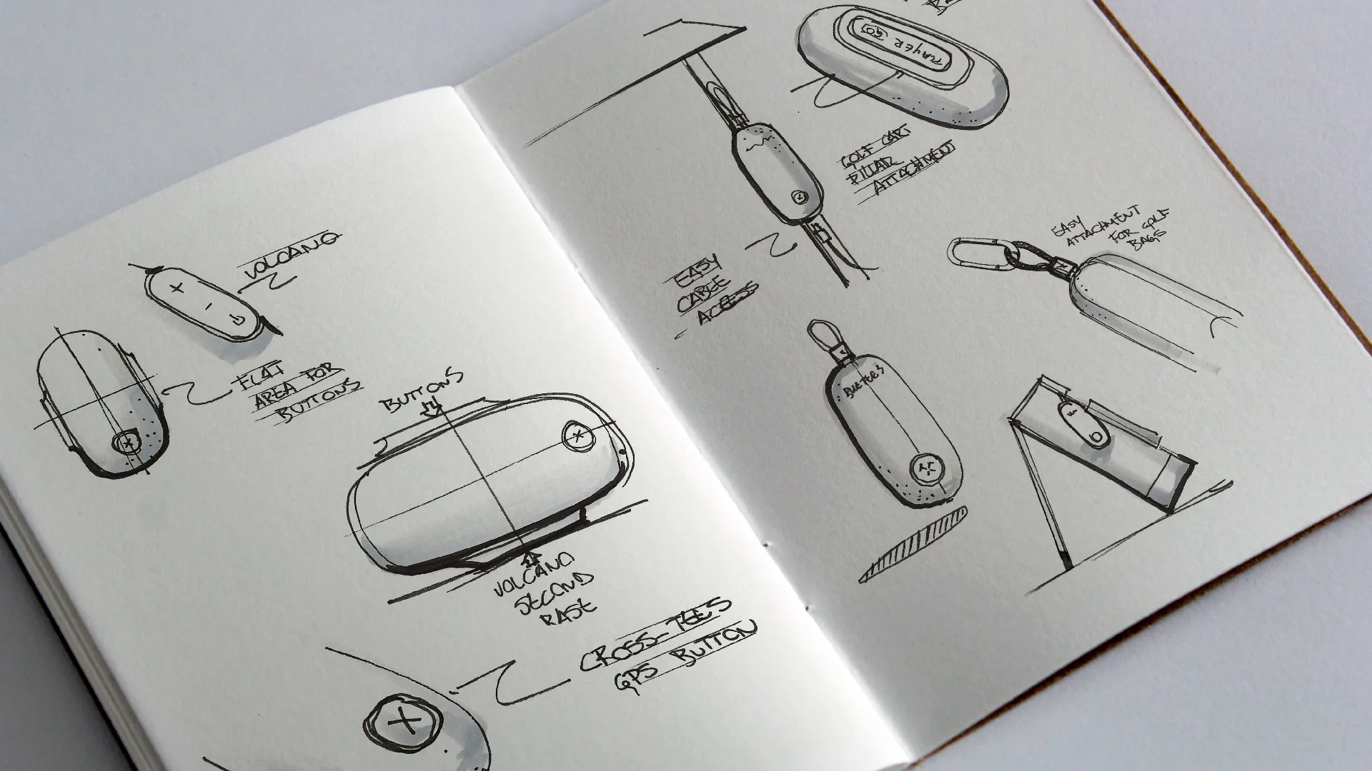 Sketchbook with PlayerGo concept sketches