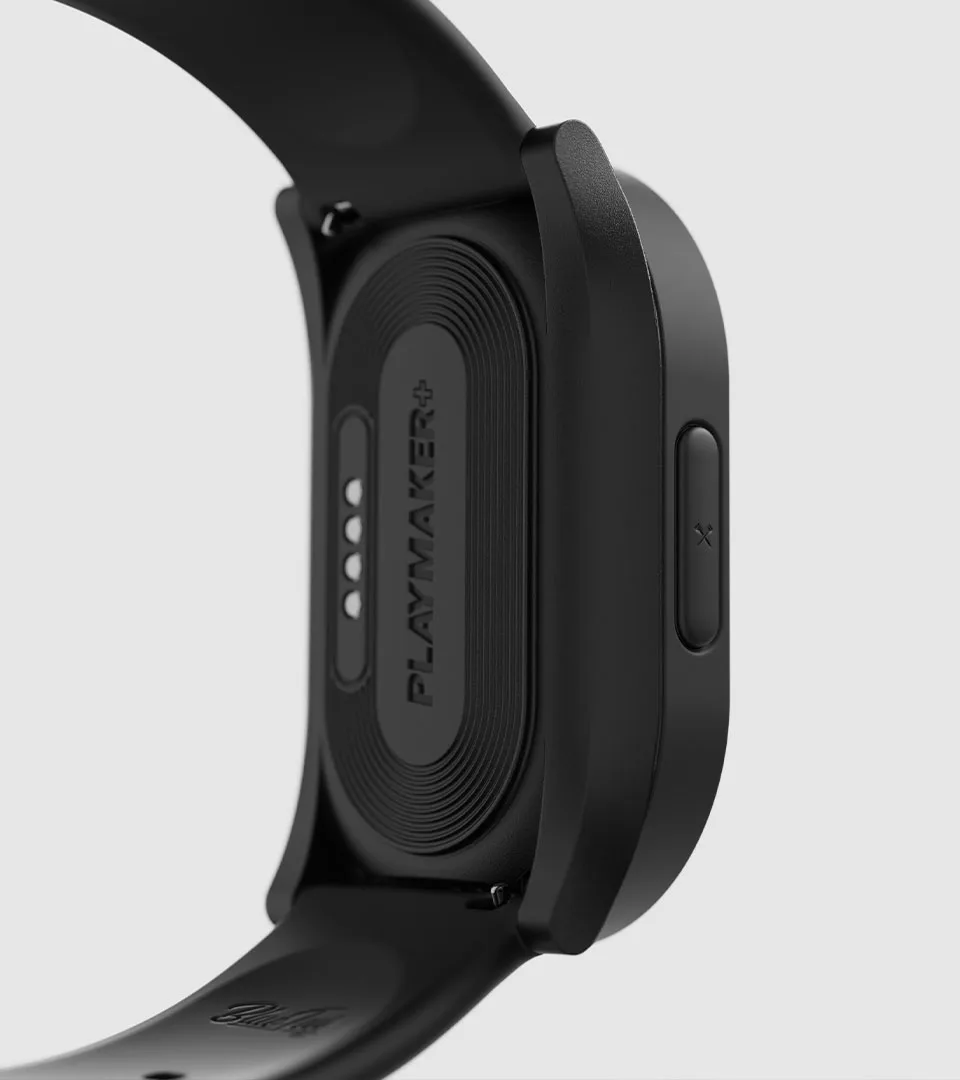 Side view of the PlayMaker+ showing the action button on the left