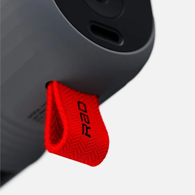 Close-up of the red Rad tag on the rangefinder