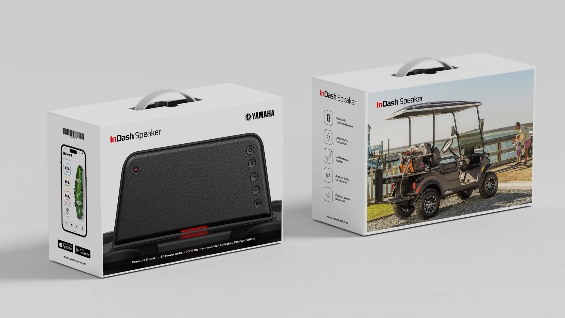 Yamaha in-dash speaker retail packaging