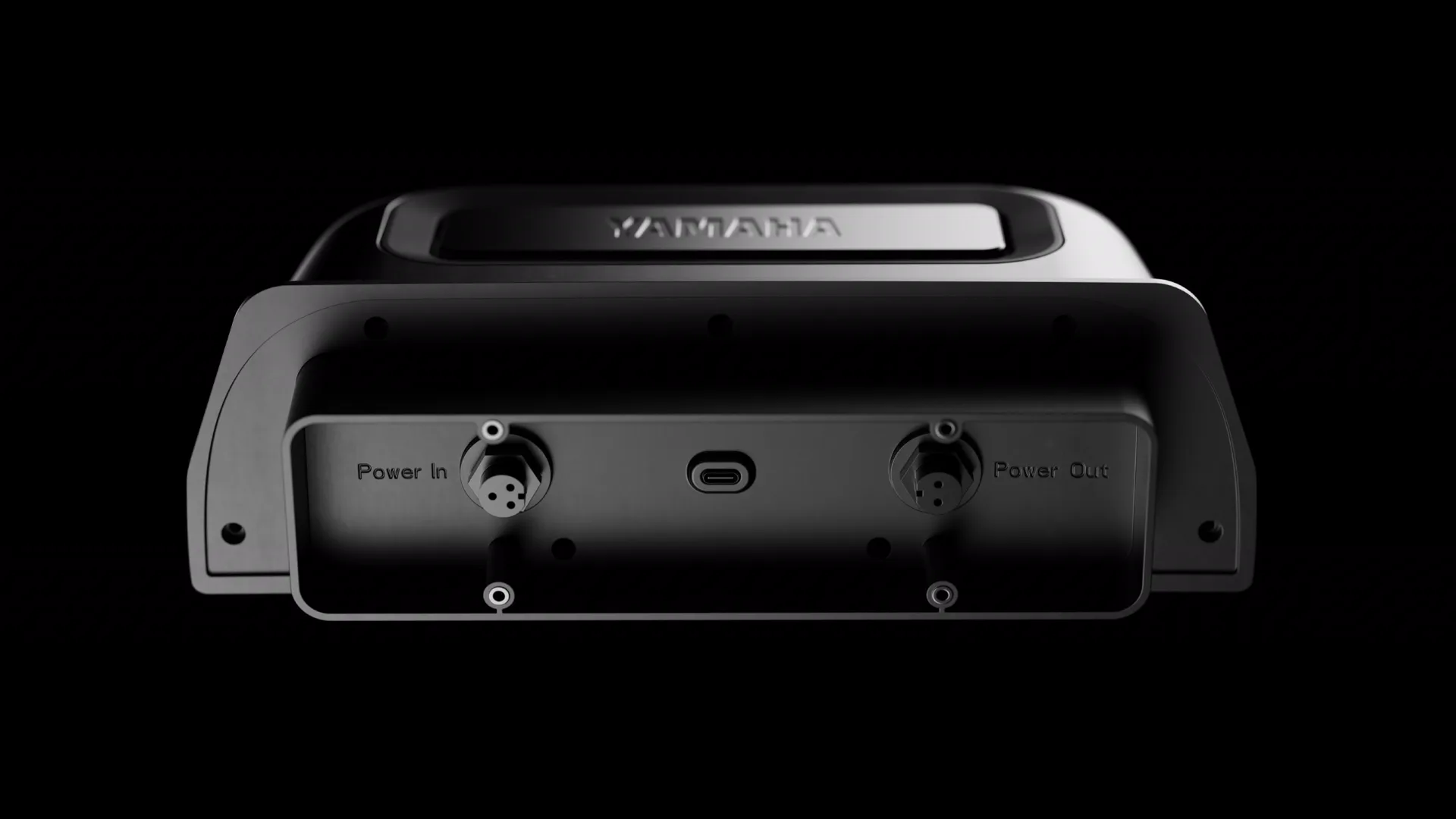 Rear of the Yamaha in-dash speaker with power and connection ports