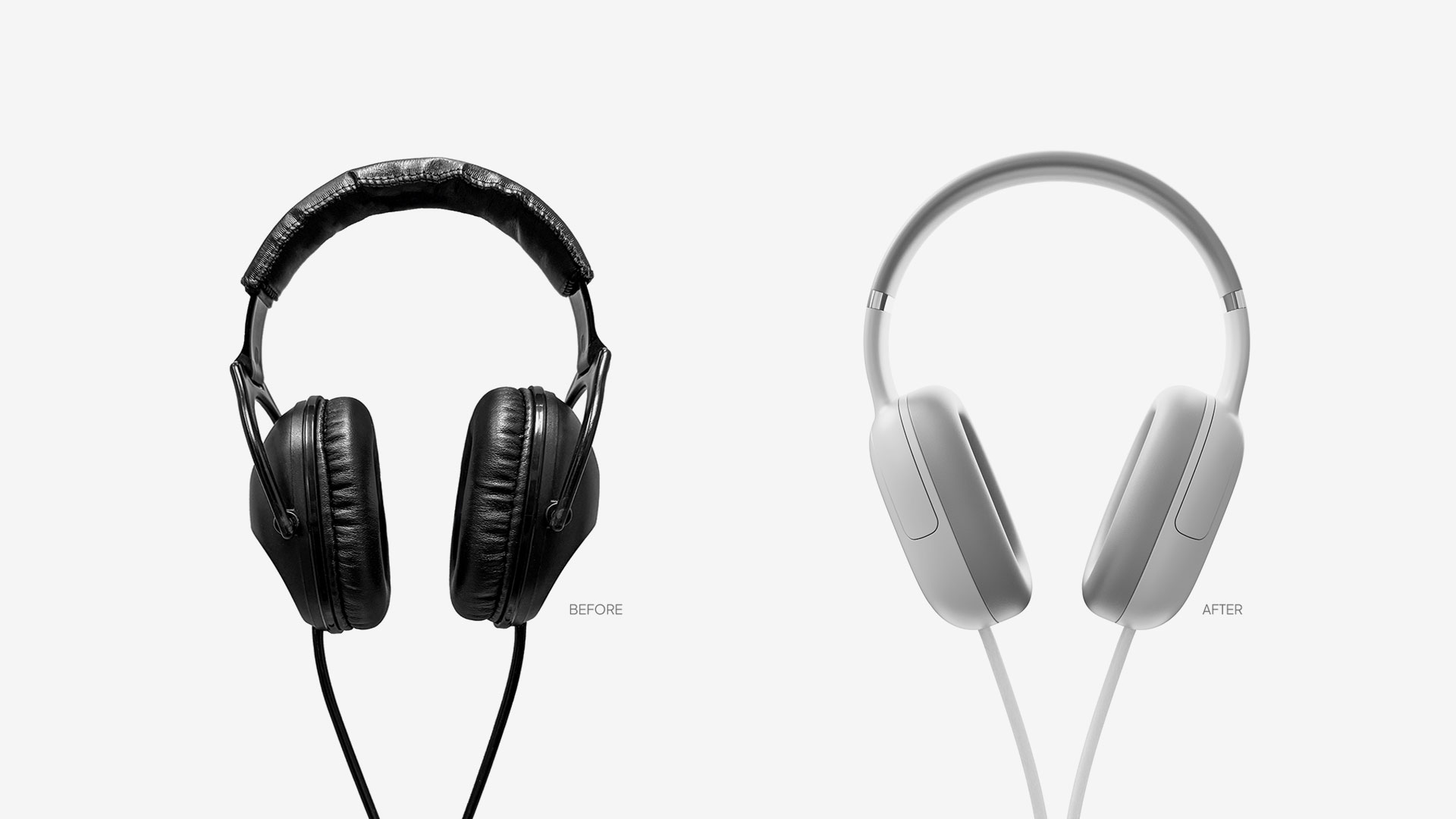 Before and after medical device industrial design — MRIaudio Slim Headset redesigned by Dip Studio